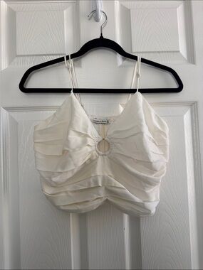 Abercrombie & Fitch Ivory Ring-Detail Ruched Cami - Medium